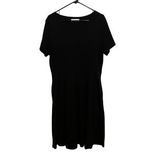 Nemidor Black Slinky Short Sleeve Dress With Pockets Size 16